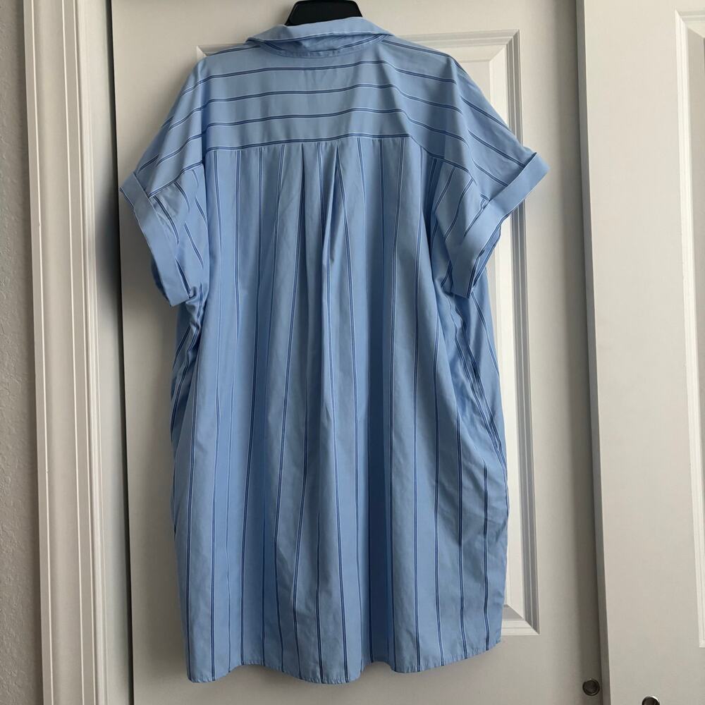 Entro Blue Striped Button Front Shirt Dress Plus Sz 1X Short Sleeve Mini Cotton - Picture 8 of 12